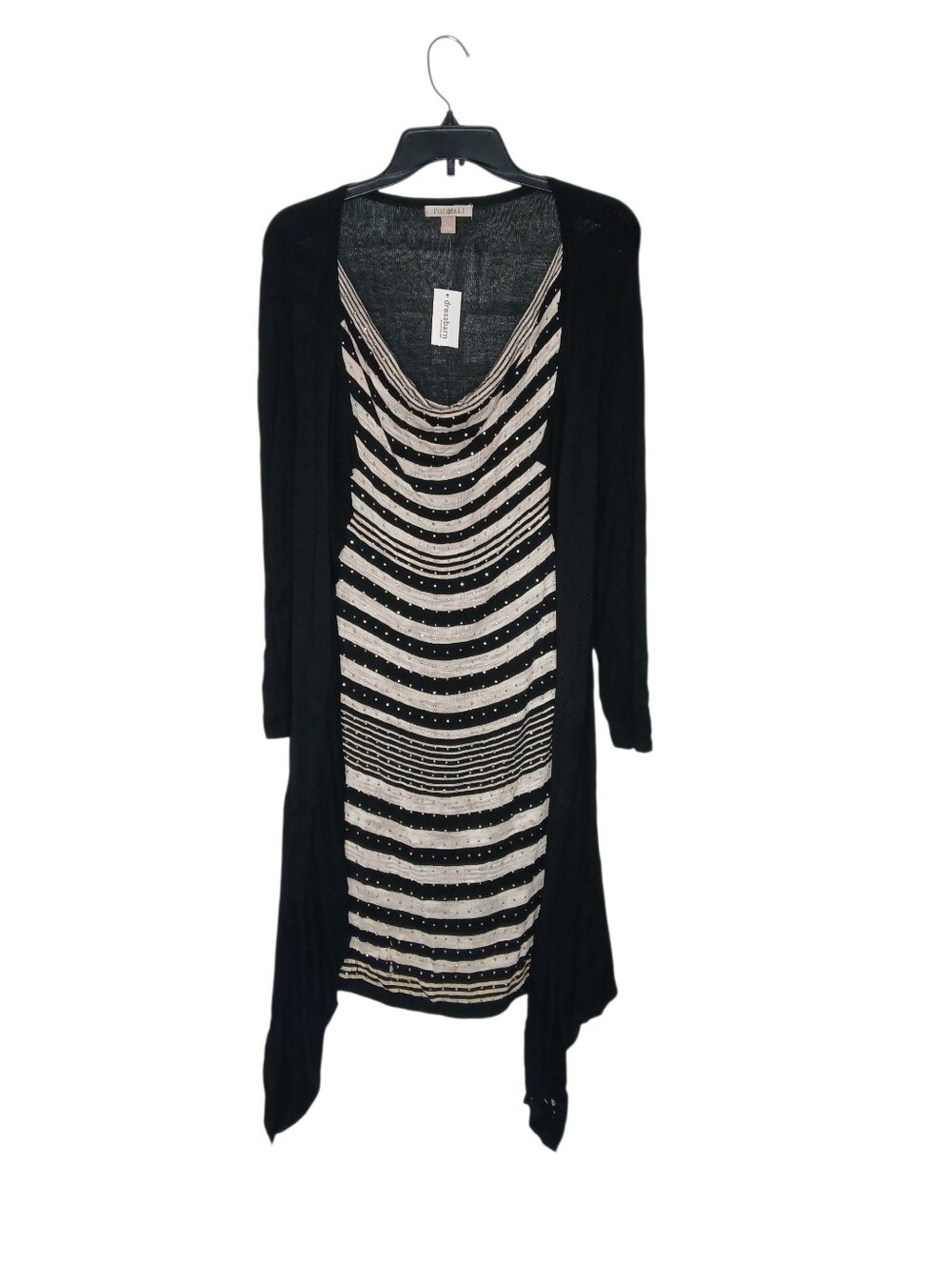 NWD Dressbarn Black and Creame 2 in 1 Layered knit Sweater Dress